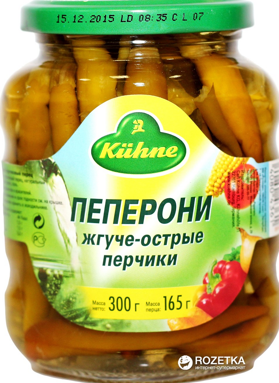 KUHNE Пеперони острые стеклянная банка 370 мл